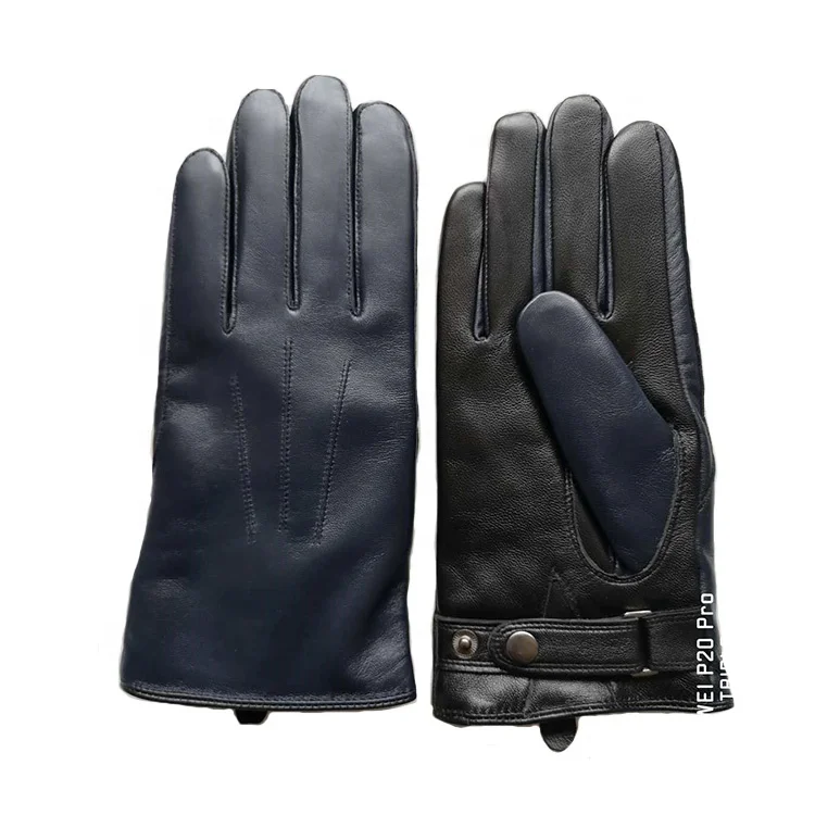 Factory Luxury Real Leather Gloves Windproof Durable OEM & ODM Cognac / Navy / Brown Leather Gloves for Men