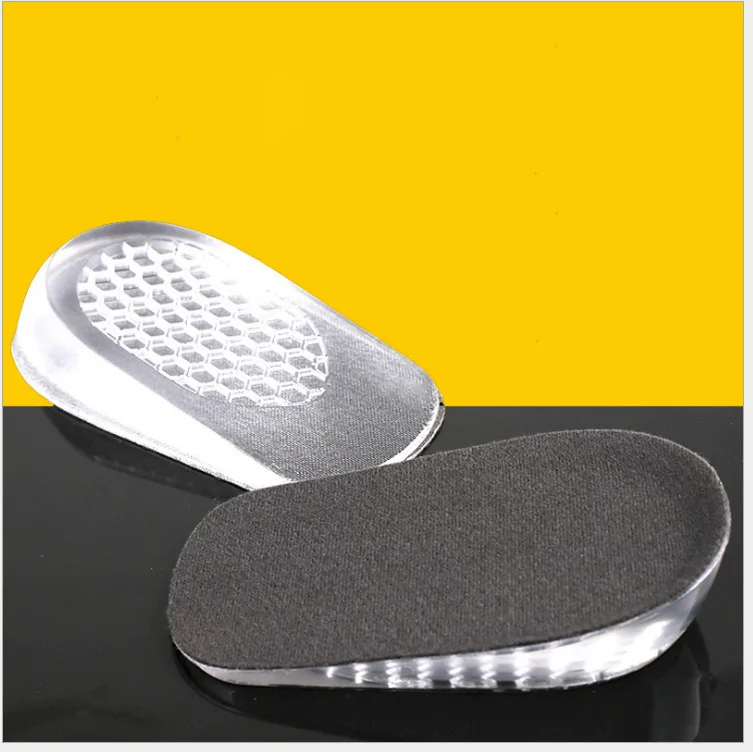 Hot Selling Unisex Foot Care Shock Absorption Height Increase Silicone Foot Half Shoe Pad Transparent Soft Gel Insole Heel Cup