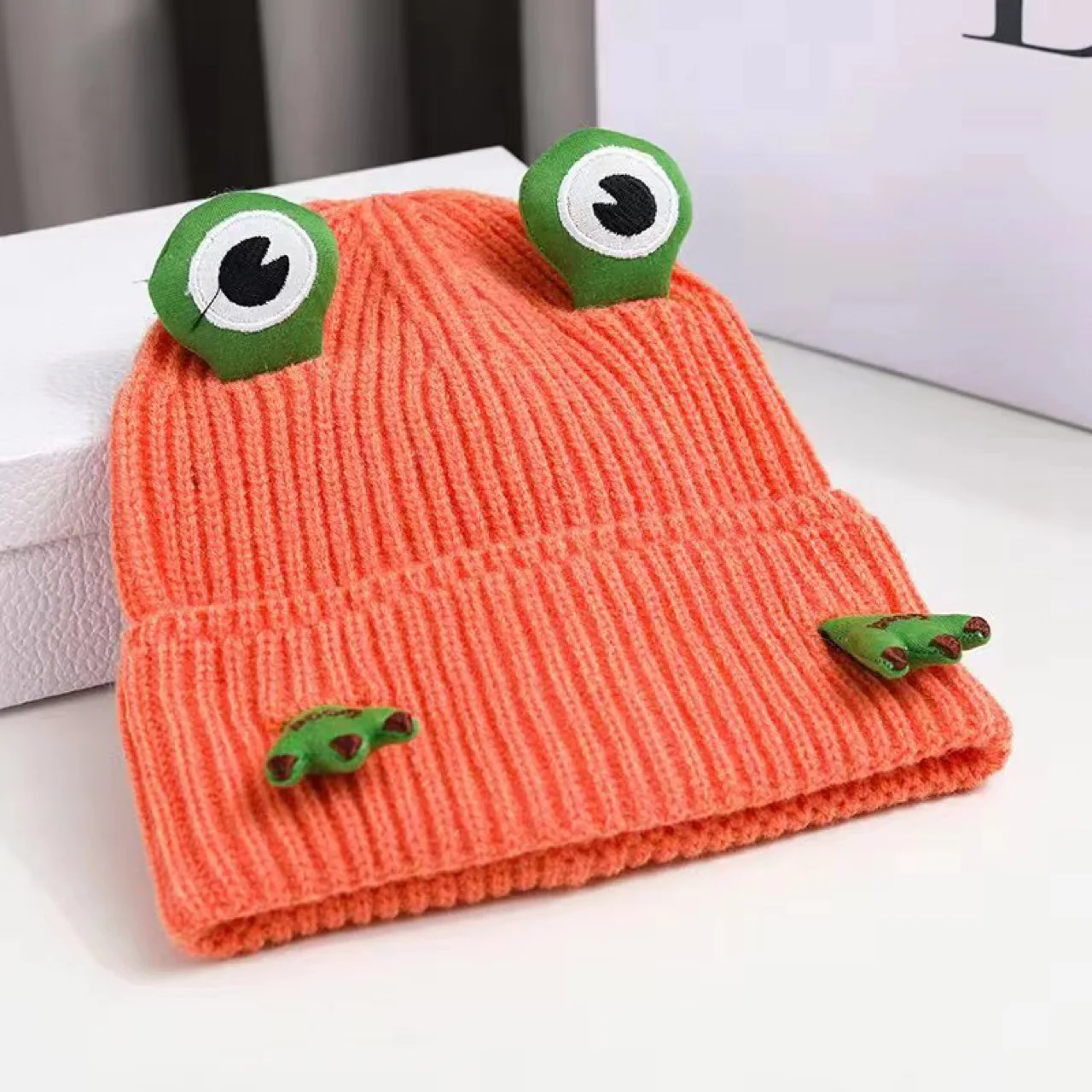Wholesale Unisex Mushing cap Autumn And Winter Knitted Hat Women Cute Cartoon Frog Ear Pullover Woolen Hat For Women Mens Hats