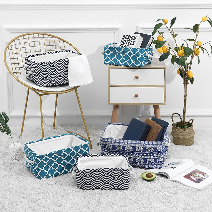 Портативный складной органайзер из хлопка и джута, большая холщовая корзина для хранения, сумка для малышей, детей, игрушек, одежды