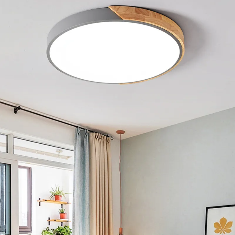 Nordic Style 24W 30W LED Ceiling Light Super Slim Design 3 CCT Changeable Feature Wall Lamps Made Aluminum Fabric Shade Material