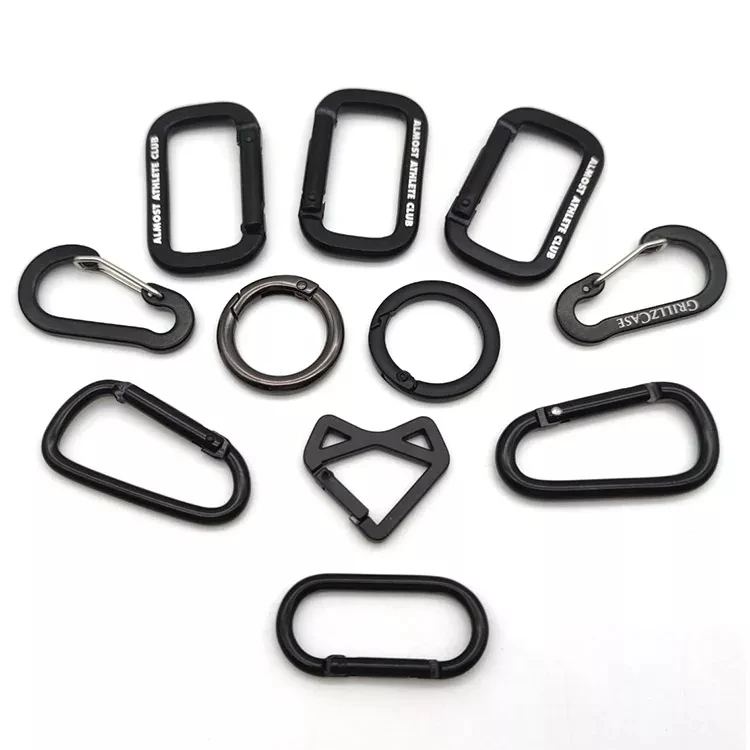 Wholesale 2kn Custom Logo Small Lock Climbing Keychain Snap Hook Safety Heavy Duty Metal Spring Clip Hook Aluminum Carabiner