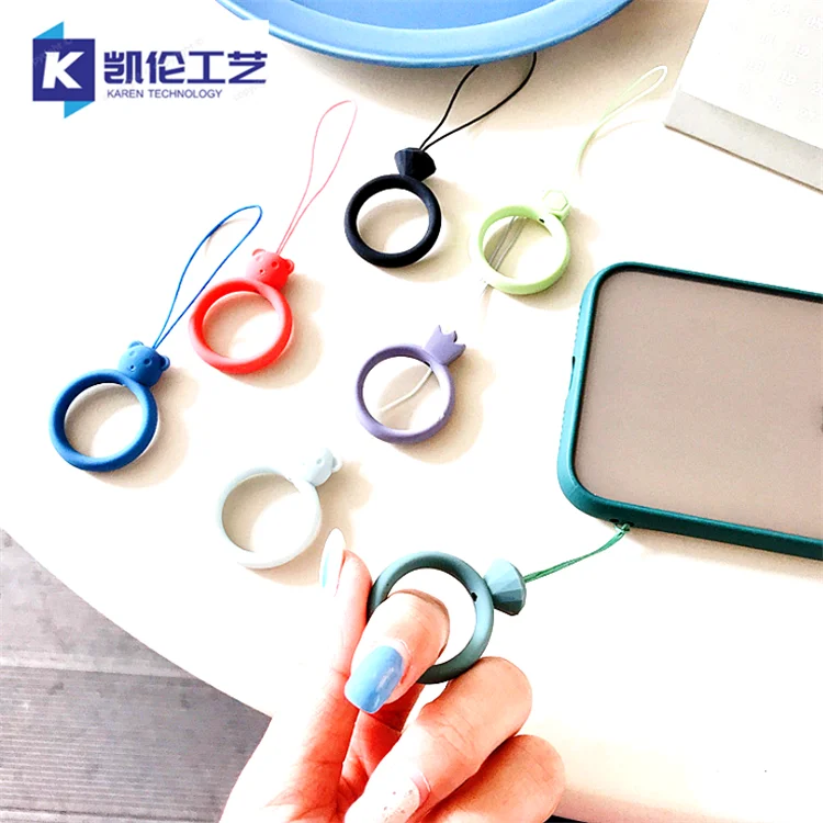 
Cartoon mobile phone lanyard silicone ring accessories mobile phone U disk universal lanyard silicone short Lanyard 