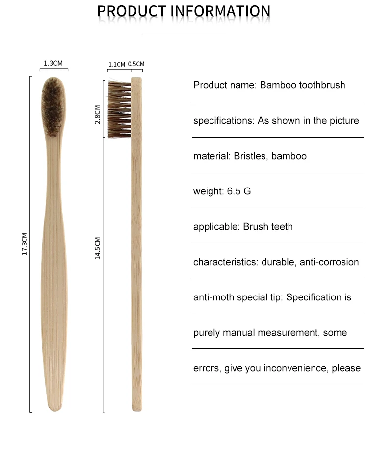 Wholesale 100 % Healthy Eco Organic Charcoal Boar Bristle Flat bamboo toothbrush with BPA free