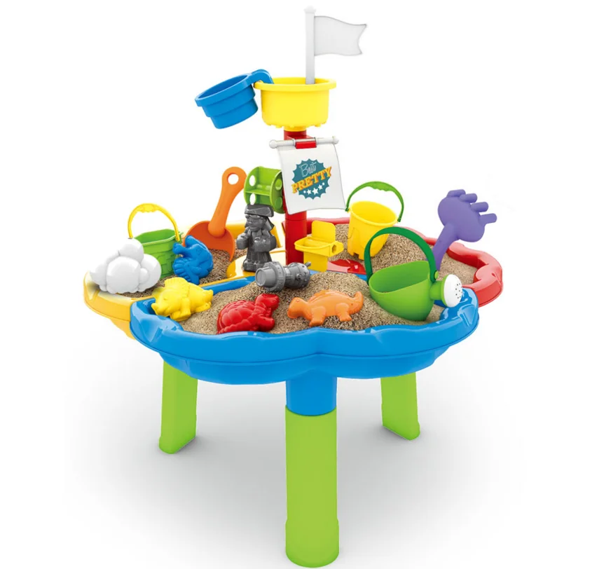 Hot Sale Summer Beach Toys Outdoor Beach Table 24Pcs Water Activity Play Toy Kids Sand Table Beach Sand Toy