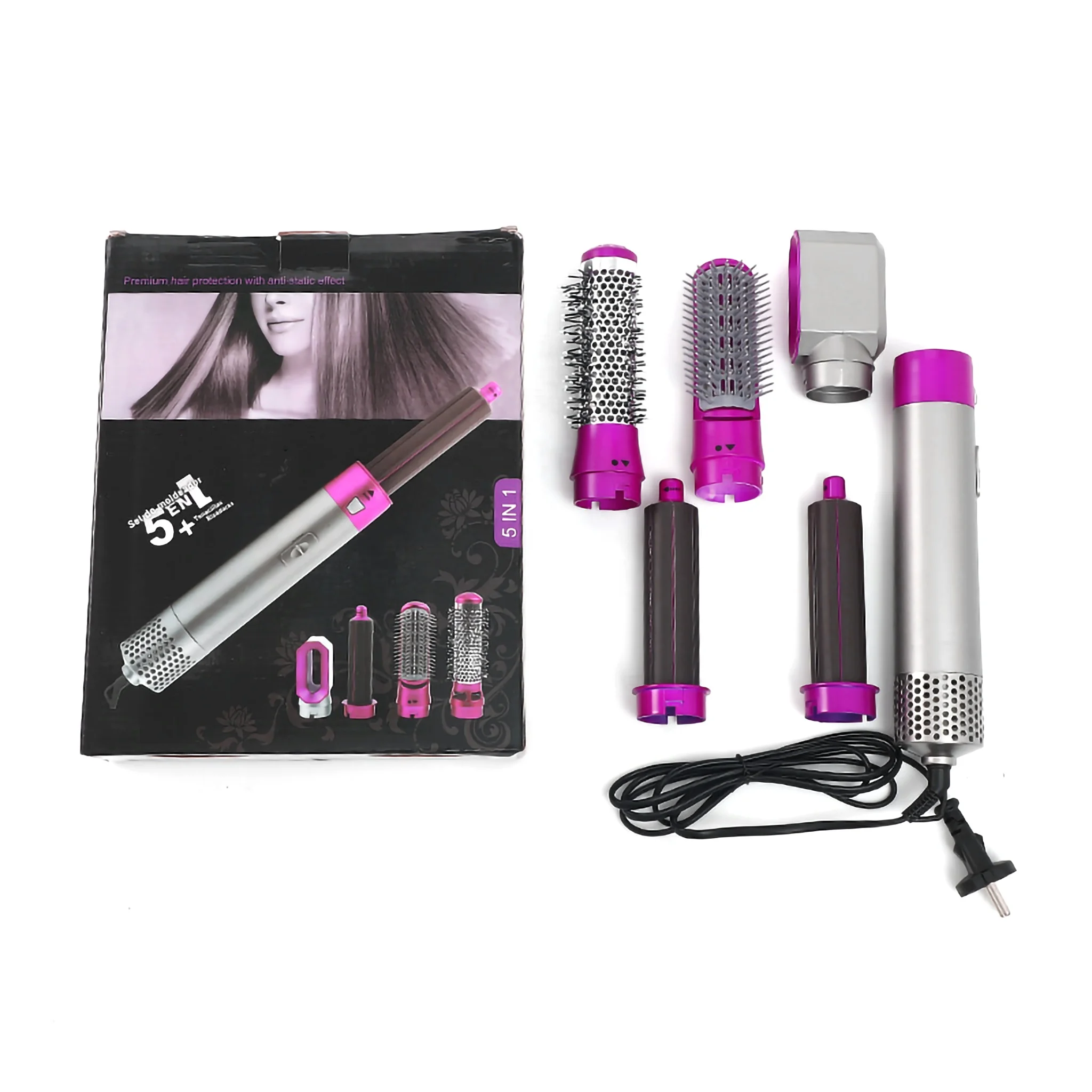 5 in 1 Hair Styling Stools Complete Styler Set Automatic Curling Iron Air Curler Air Spin Curl Ceramic Rotating Curler