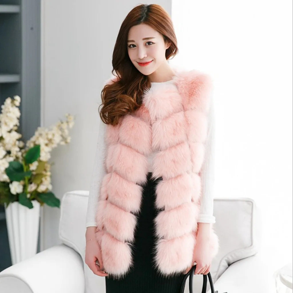 Low-Cost Sales Plush Faux Fox Fur Vest Fur Vest Multiple Colours Rabbit Faux Fur Vest