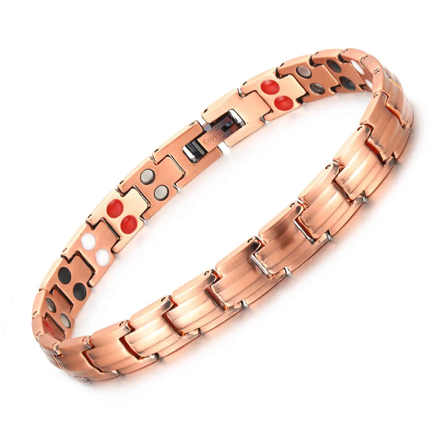 Factory Wholesale Fashion Pure Copper Jewelry 4 In 1 Health Attributes Bracelet Unisex Simple Style Magnetic Bracelet