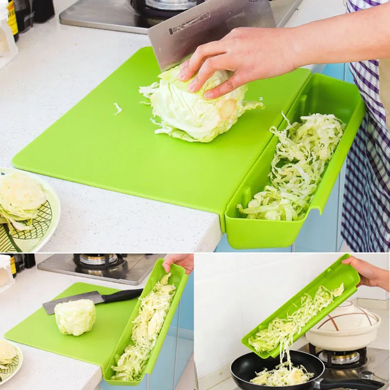 Home Kitchen Two-in-One Storage Trough Cutting Board Plastic Chopping Block