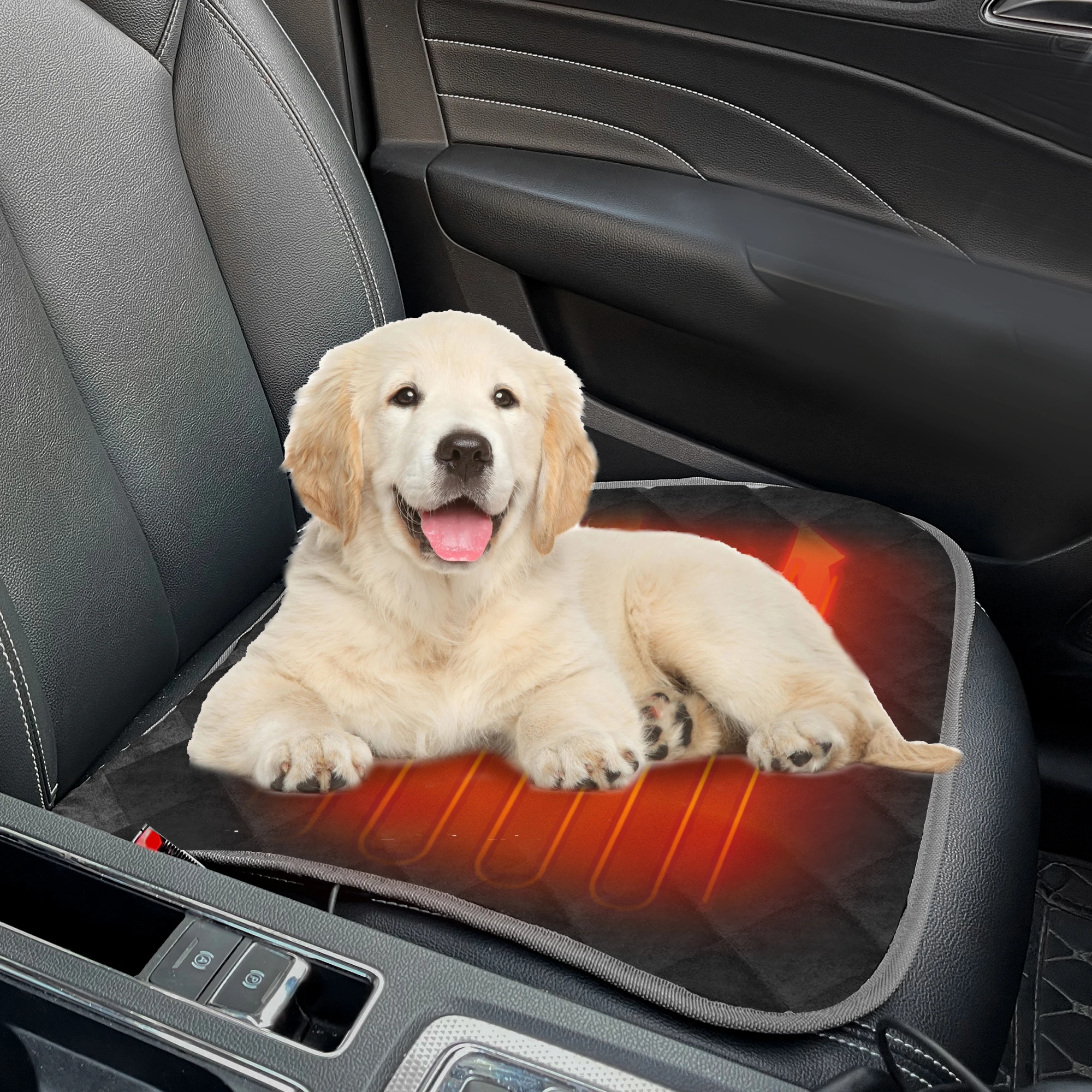 GeerDuo Pet Cigarette Lighter Electric Gravity Sensing 3 Adjustable Temperature Warming Suede Car Seat Heating Mat Pad