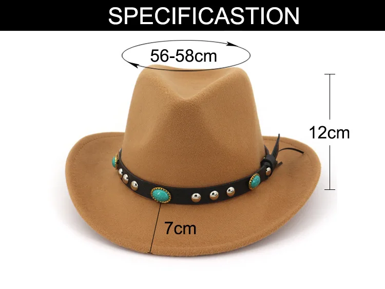 
Bull Rider Jazz Fedora Sunhat Men Women Felt Hats Ribbon Band Western Cowboy Hat Black 6 Colors Trilby Bowler Hat for Unisex 