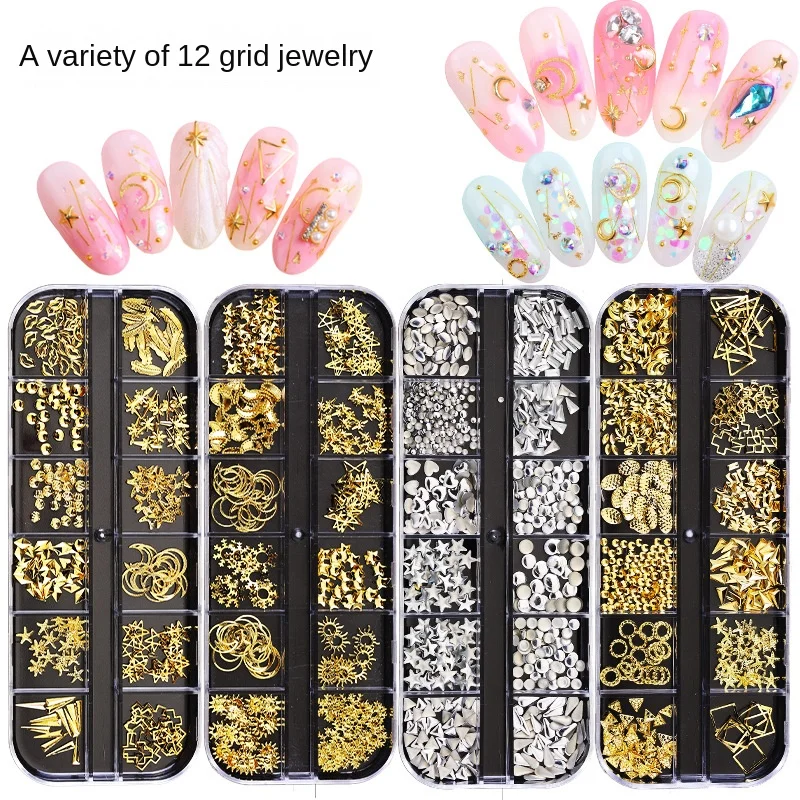 Custom Full Set Manicure Accessories Special-Shaped Rivet Alloy Diamond Magic Color Pearl Horse Eye Sequins Nail Stickers Decals