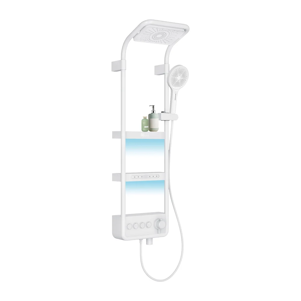 Intelligent Thermostatic Shower Set LED Digital Display Piano Keys Rainfall Bath Shower Faucet System Set