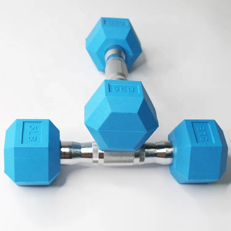 China Wholesale Bright Color Hot Selling Pvc Resin Gym Hexagonal Dumbbells
