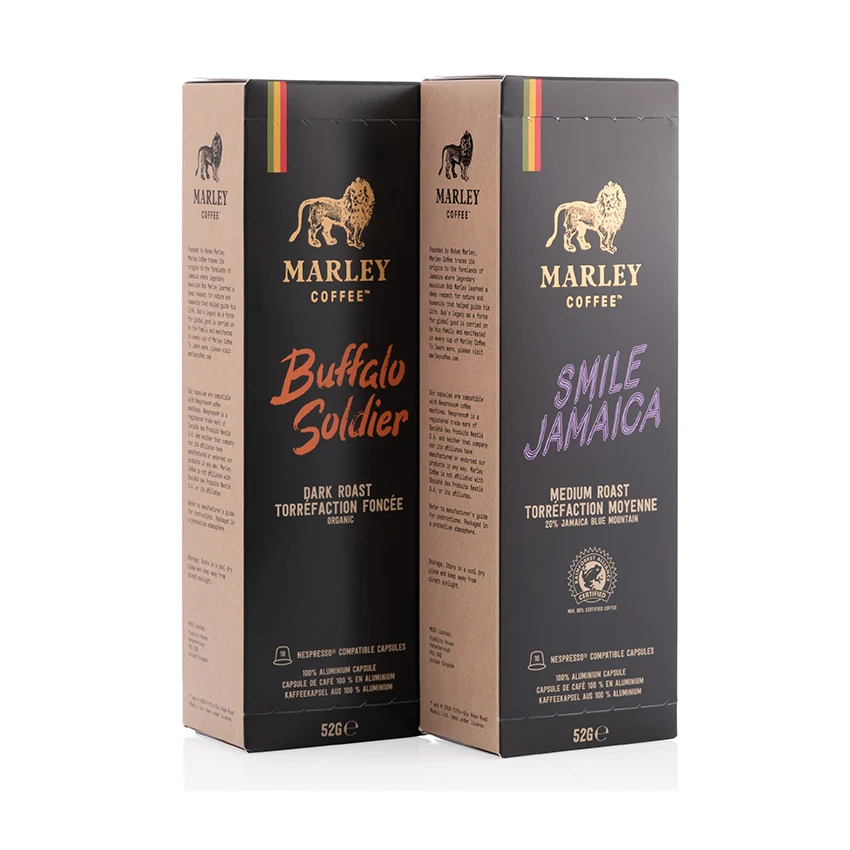 Wholesale Hot Selling Buffalo Soldier Dark Roast Nespresso Compatible Coffee Capsules Marley Coffee 10 x 7g Capsules
