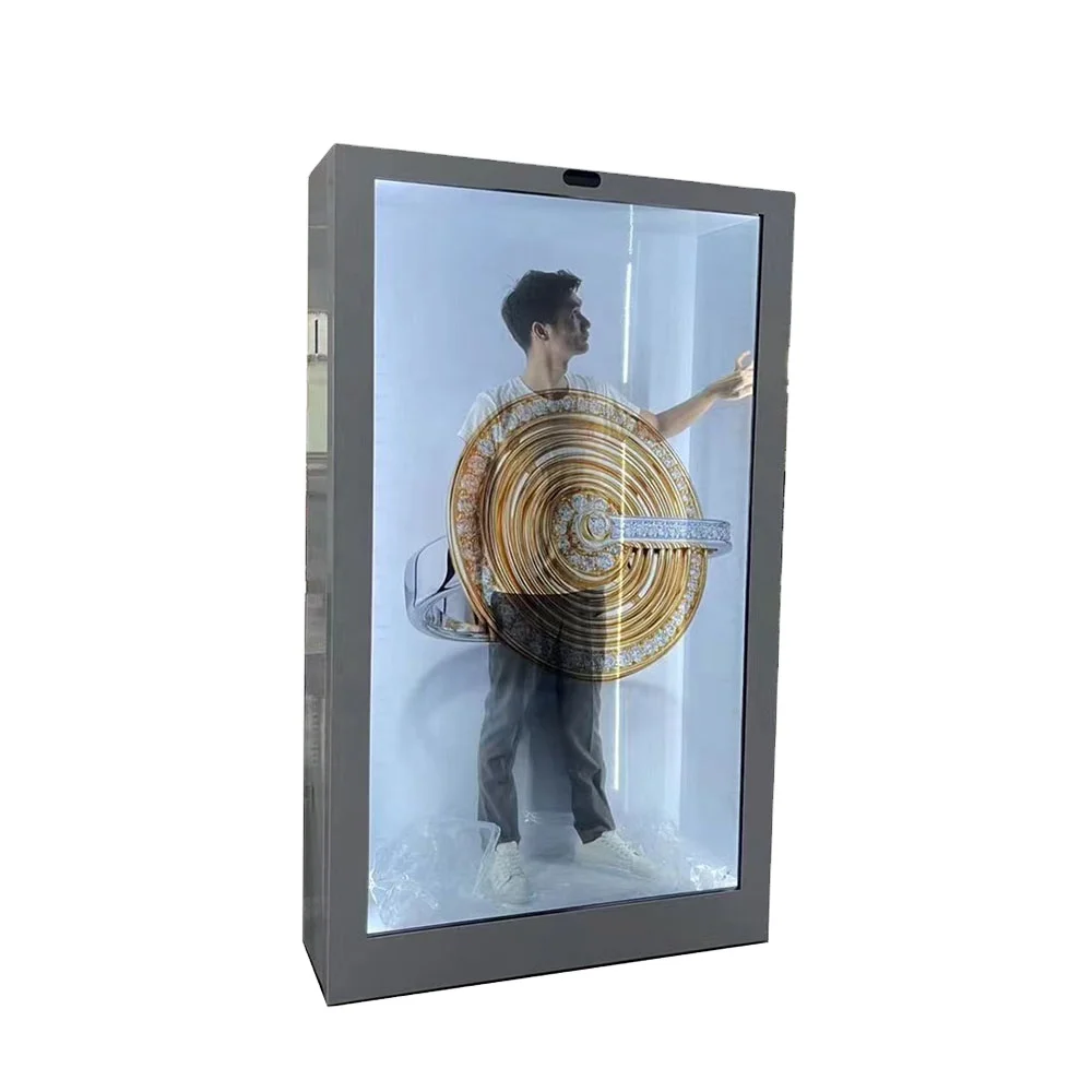 Flexible transparent lcd screen showcase touch screen smart interactive 3D hologram transparent lcd display box