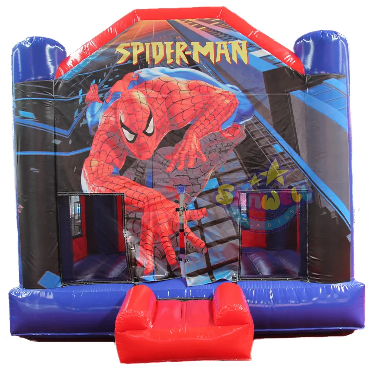 Spiderman Adventure Inflatable Combo  Commercial Superhero bounce house with slide moonwalk bouncer for sale