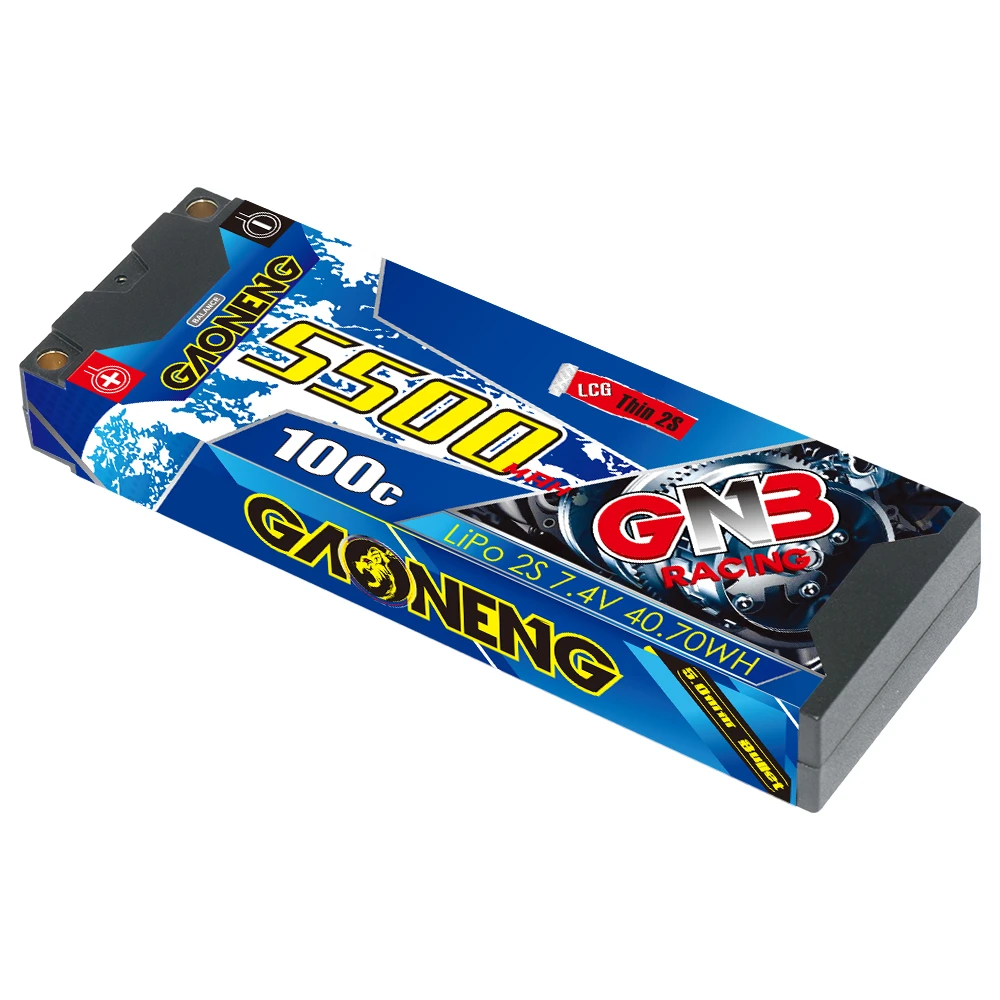 GNB GAONENG LCG 5500MAH 2S 7.4V 100C 200C LiPo Battery Hard Case 5.0mm 5mm bullet RC Car 1:10 1/10 updated from 5000MAH 5200MAH