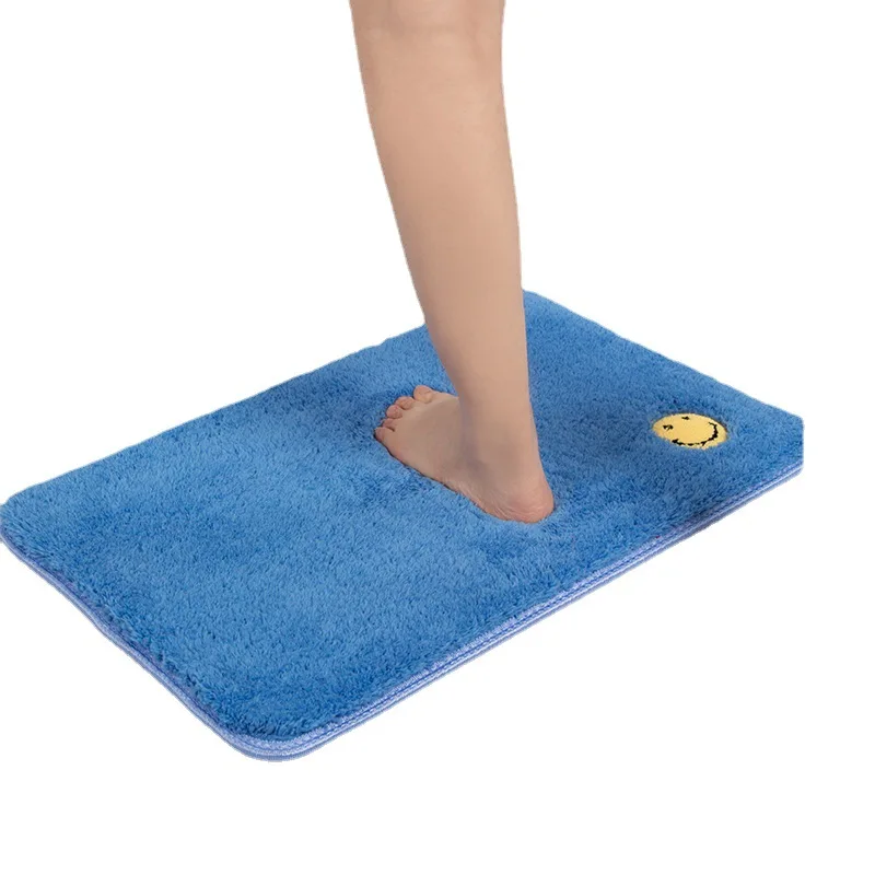 Solid Color Woven Embossed Flowers Floor Mat - Ideal for Household, Toilet, and Bathroom