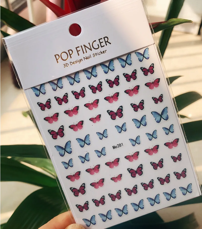 High Quality Cheap Nails Stickers 2023 Colorful Butterfly Nail Art Sticker Decals Spring Summer Flower Nail Art Stickers