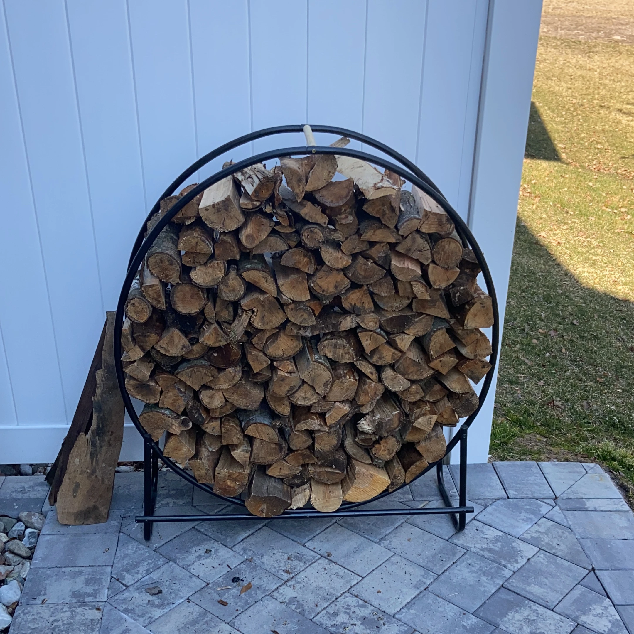 Steel Log Hoop Firewood holder hoop wood rack outdoor round heavy duty metal wood log storage rack