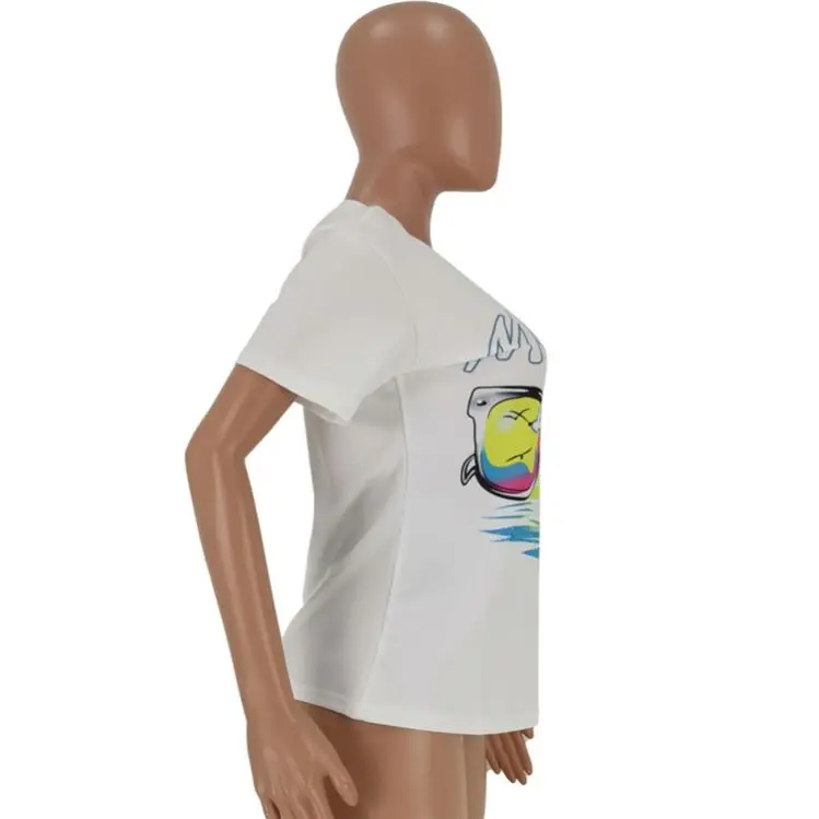 
08AF371 new arrival round neck short sleeve letter print woman casual fashion t shirt 