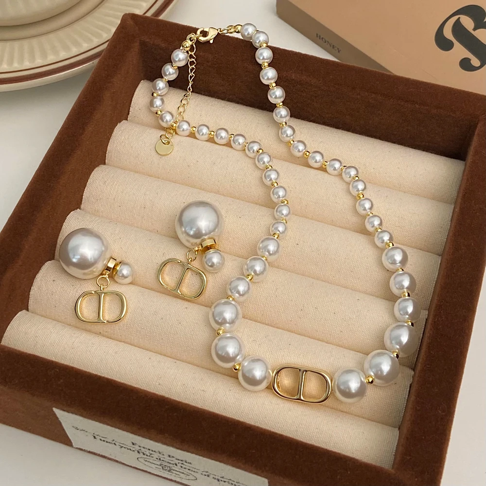 Vershal B-194 Fashion Jewelry High Quality Pearl Beaded Necklace 18K Gold Plated Luxury Necklace