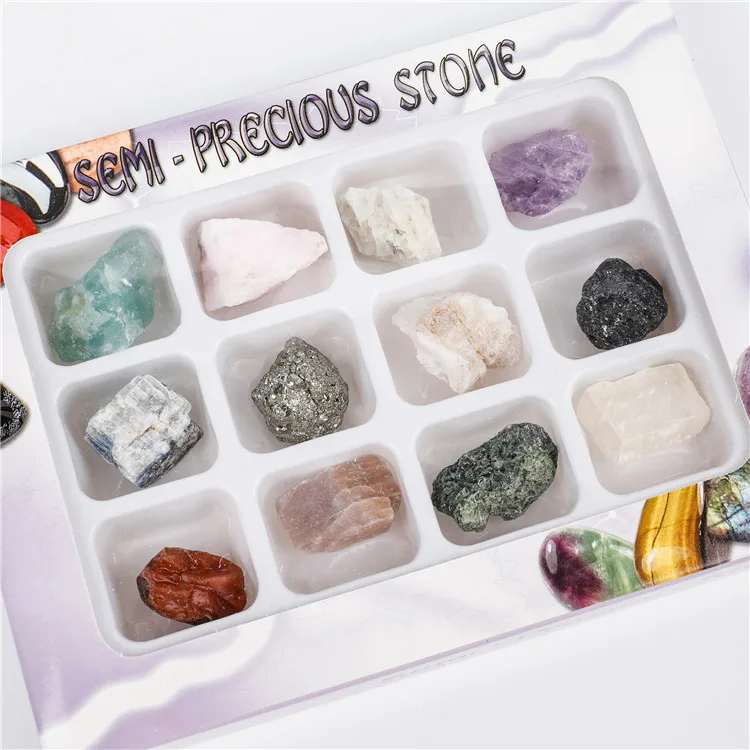 12 kinds of large grain mixed mineral ore specimens raw stone geology teaching materials for children and students