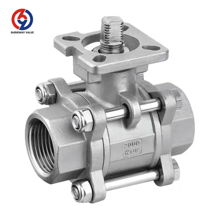 
3Pc Ball Valve Mounting Pad Stainless Steel Three Way Threaded 3 Way Ball Valve 