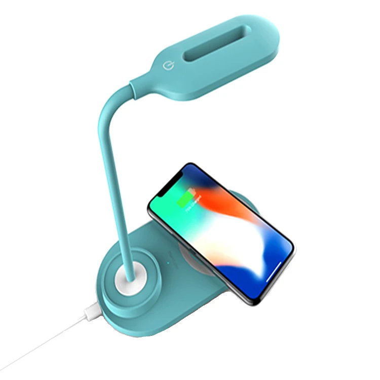  Светодиодная настольная лампа с беспроводным зарядным устройством для iPhone Samsung регулируемая яркость сенсорное управление