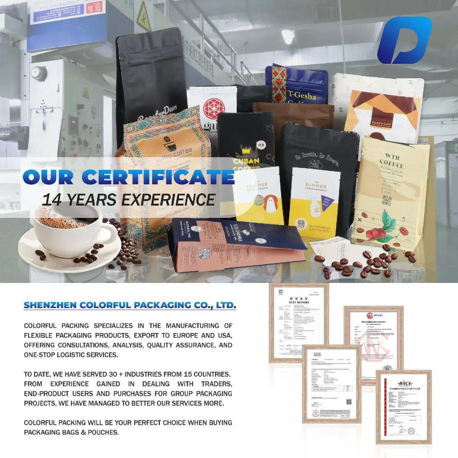 Eco-Friendly Stand up Pouch Packaging for Flour for Industrial Use Secure and Gravure Printing on Surface