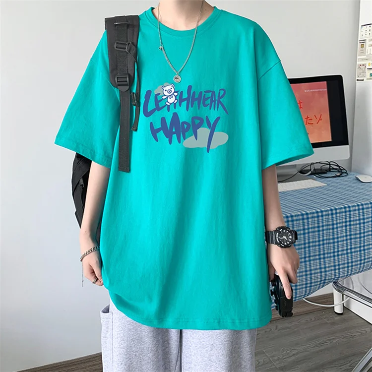 2024 Summer New Student Loose Printed Five Sleeve T-shirt