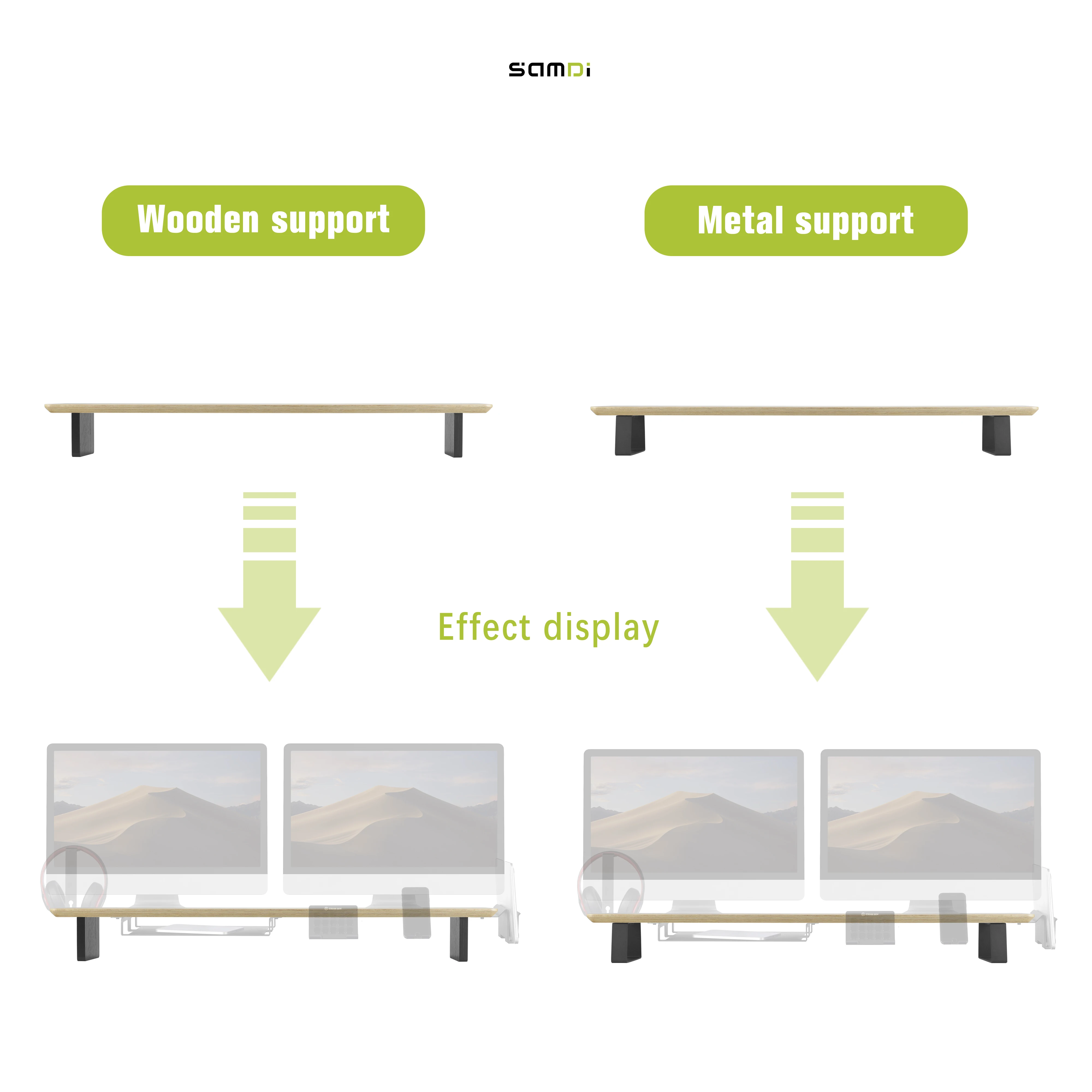SAMDI Oak 100cm Computer Monitor Riser Large Desktop Screen Laptop Monitor Stand