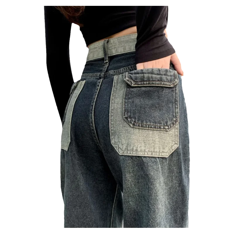 Quality Guarantee Retro Blue Wide Leg Pants in Stocke Baggy Jean Women Loose Pants Trousers