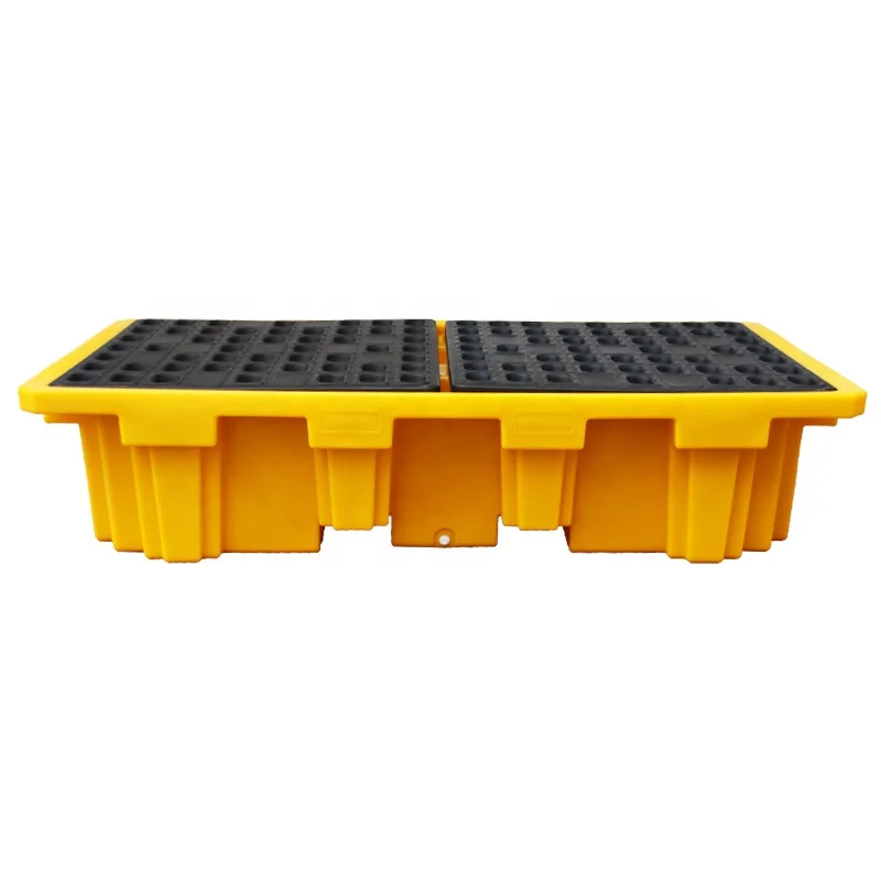 Low profile durable hardwearing robust removable Grid polyethylene double IBC Spill Pallet for 2 x 1000ltr IBCs