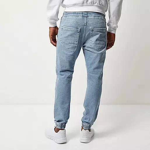 Lanwo Wholesale Washed Blue Jeans Pants for Men Straight Distressed Hole Casual Men Denim Trousers Bleach Biker Jogger Jeans