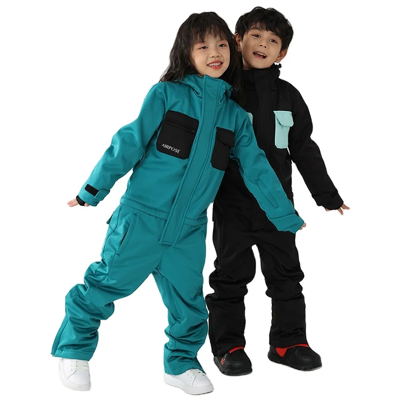 New Children One-Piece Ski Suit Girl Snowboard Jacket Boy Overalls Kids Ski Set Jumpsuits Warm  Clothing Windproof Waterproof