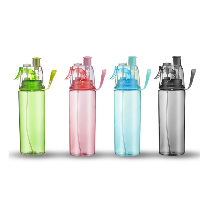 Plastic BPA Free Mist Spray Mutil-Color Drinking Sports Water Bottle With Straw