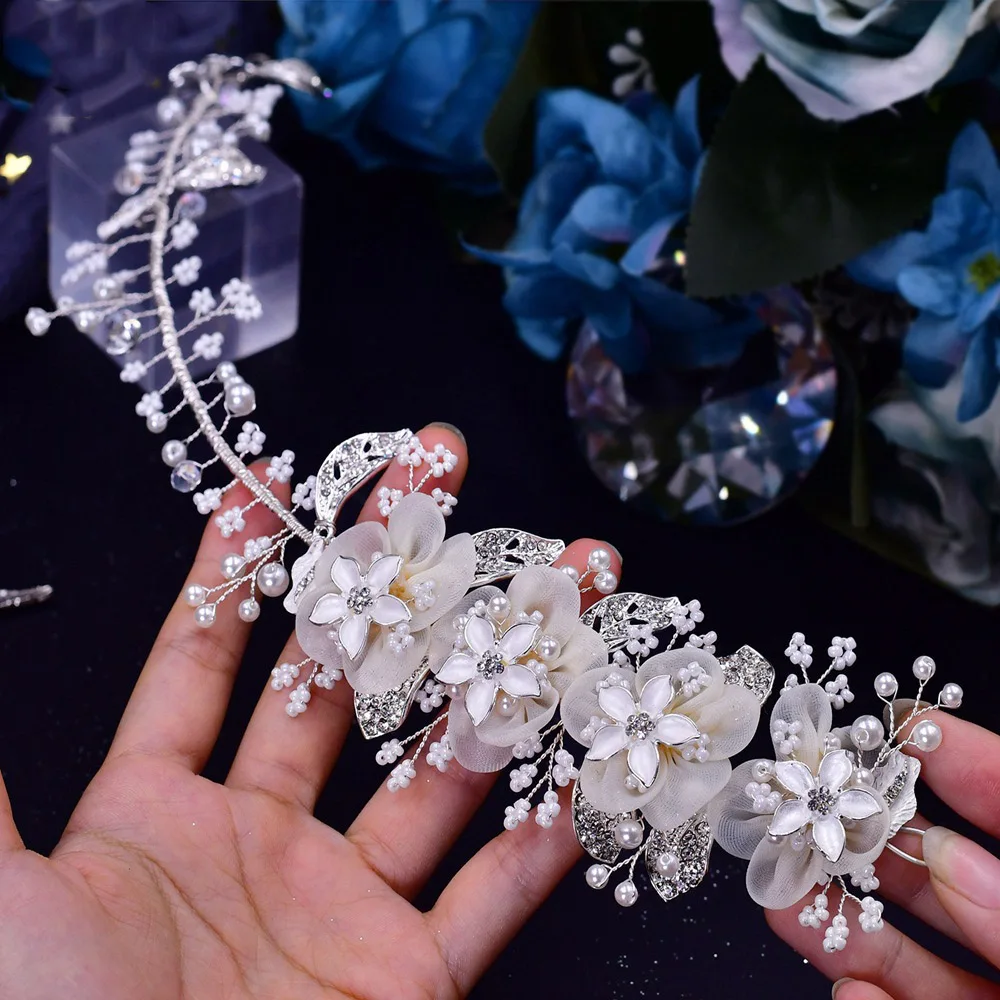Модные женские свадебные головные уборы Свадебные аксессуары для волос с кристаллами и цветами тиары