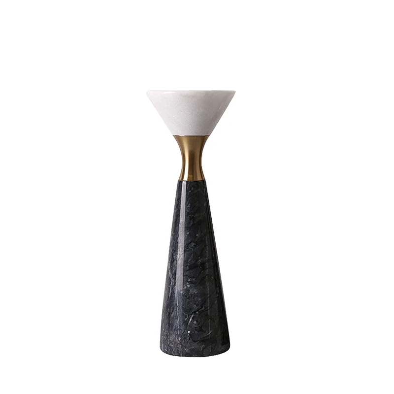 Flolenco Interior Modern Table Living Room Candlestick Antique Gold Luxury Marble Candle Holders