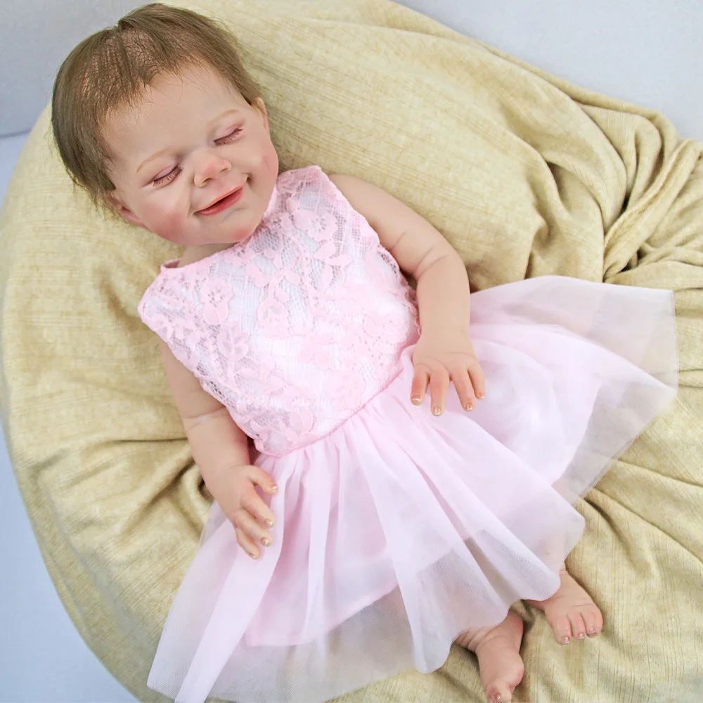 New realistic princess reborn dolls 18 inch silicon full body soft silicone baby doll clothes boys female for adoption toy
