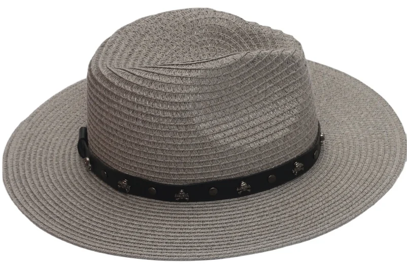 Wholesale summer flat brimmed straw hat wide brimmed sun cheap Beach Hat Fedora beach paper straw hat support custom logo