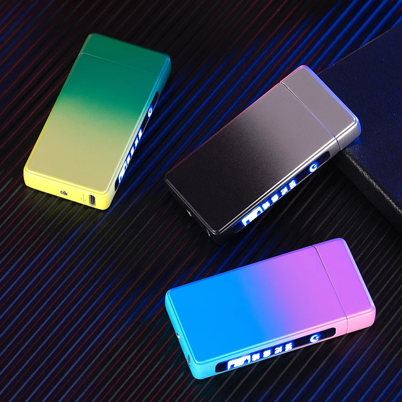 Дешевая заводская цена Пользовательский логотип ветрозащитный USB перезаряжаемая плазменная электрическая зажигалка со светодиодным индикатором батареи