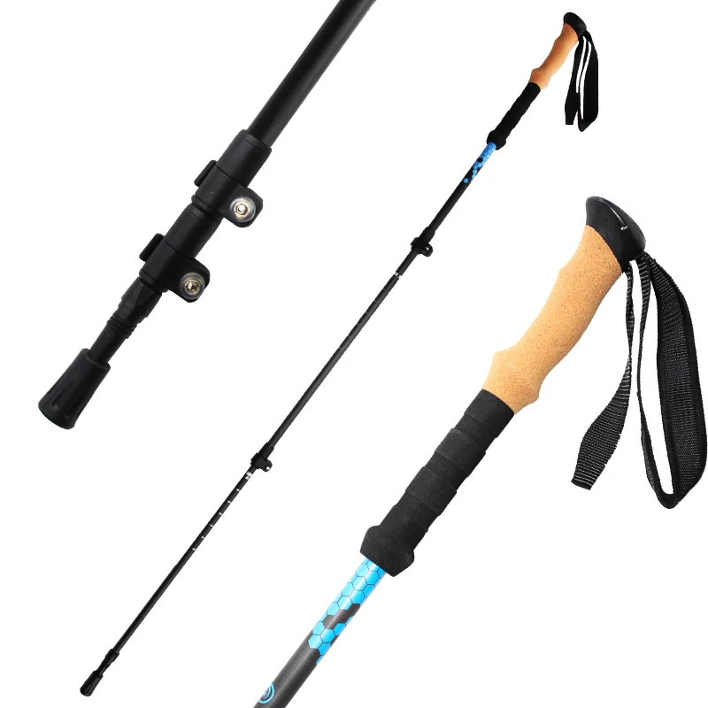 HOT! 2024 Adjustable Alpenstock Outdoor Equipment Carbon Fiber Alpenstock Climbing Walking Stick