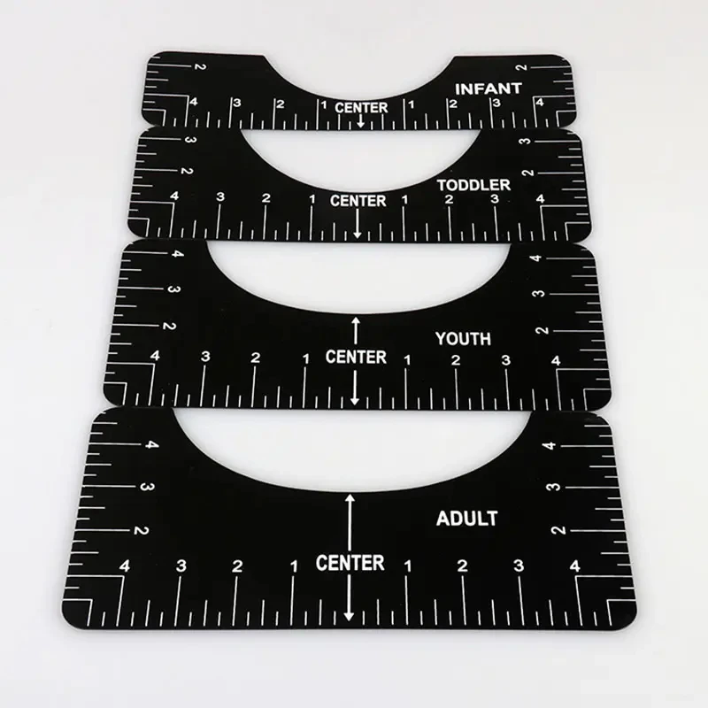 Bview Art Transparent V Neck Round PVC T Shirt Ruler for Alignment