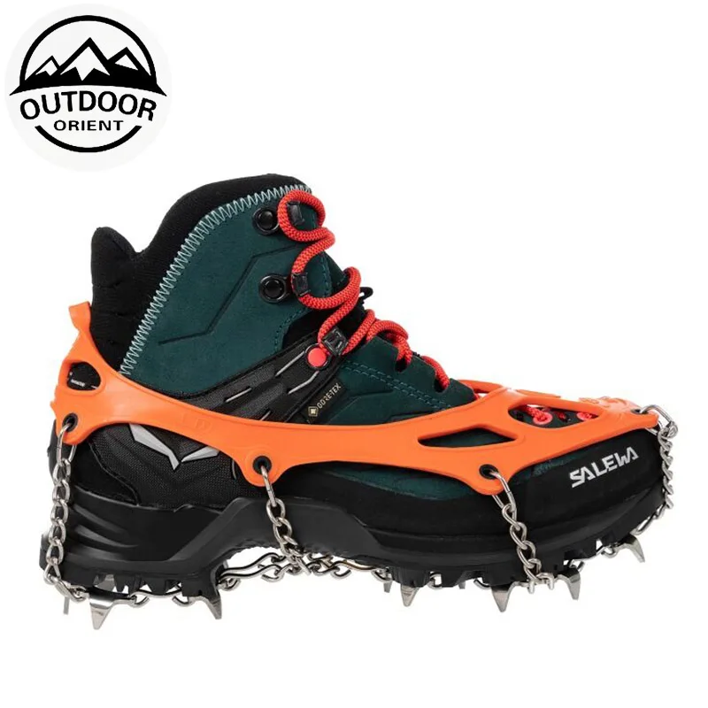 Hiking Crampons Ice Snow Grips Traction spikes Shoes Grips with Anti Slip 14 Teeth Stainless Steel Spikes Protect ice Crampon
