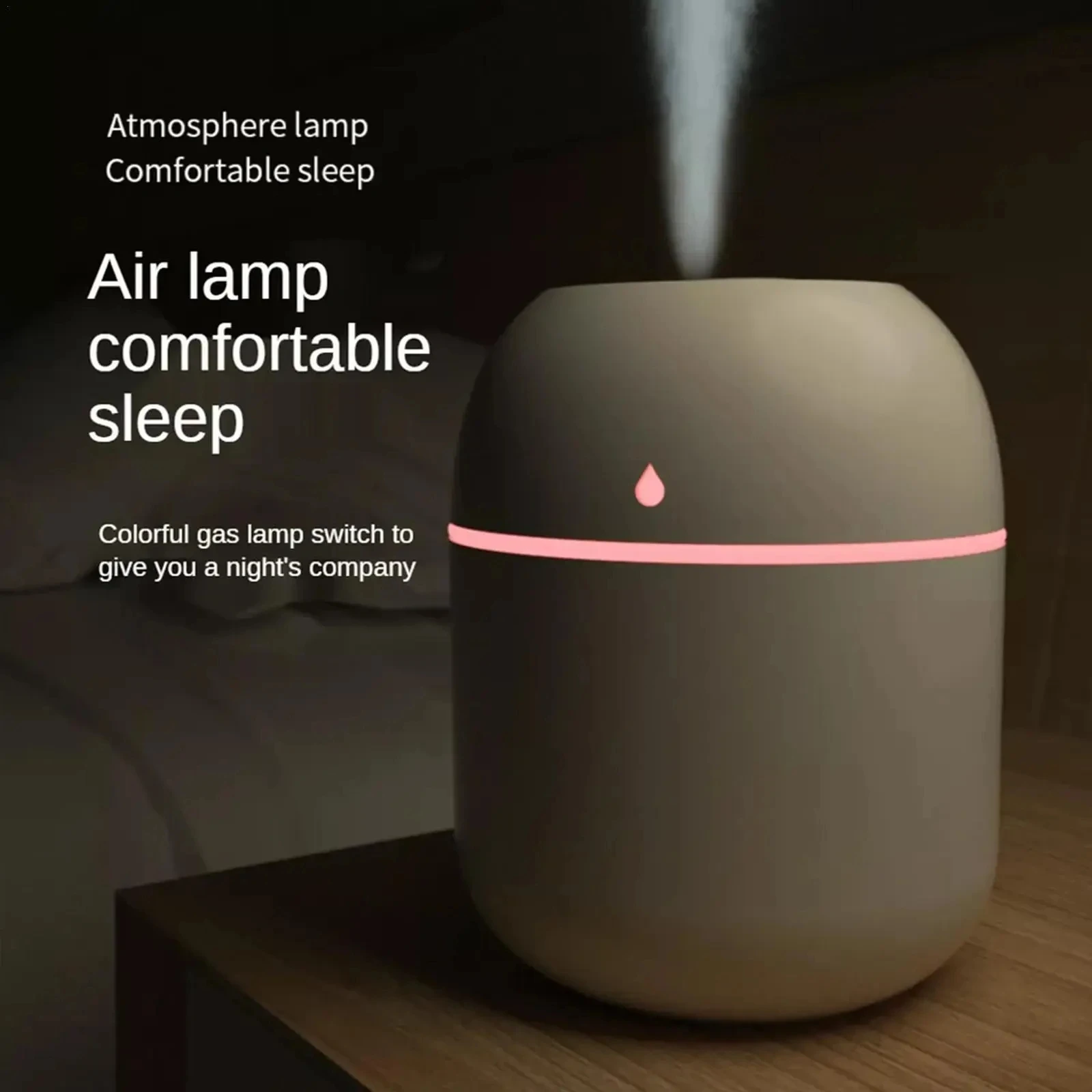 220ML Mini Portable LED Night Light Ultrasonic Mute Air Humidifier USB Mist Maker Diffuser Humidifiers for Home Office