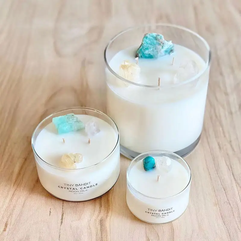 Luxury Private Label Home Decorative Candles Supplies Perfume Soy Wax Scented Dried Flower Crystal Candle