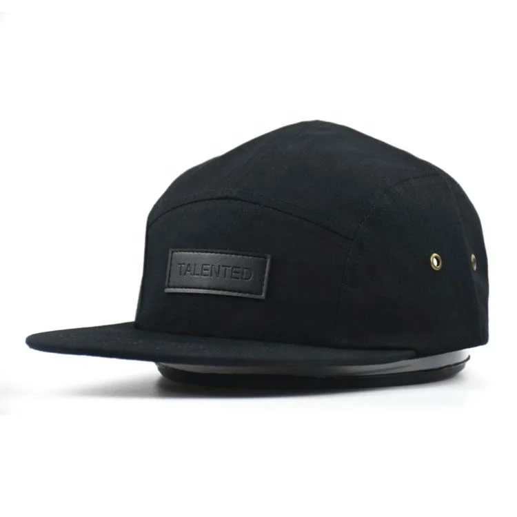 High Quality Blank 5 Panel Cycling Cap Cotton With Leather Logo