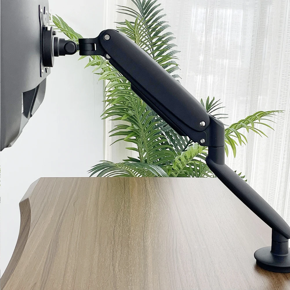 Space Saving Flex Monitor Arm Clamp Aluminum for Computer Accessories Single Monitor Mount with Gas Spring Arms